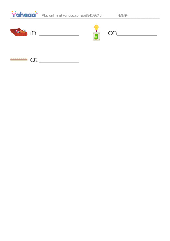 Write the word rows worksheet for Prepositions