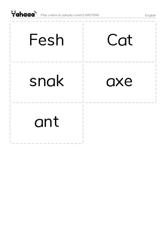 Word flashcards worksheet for English