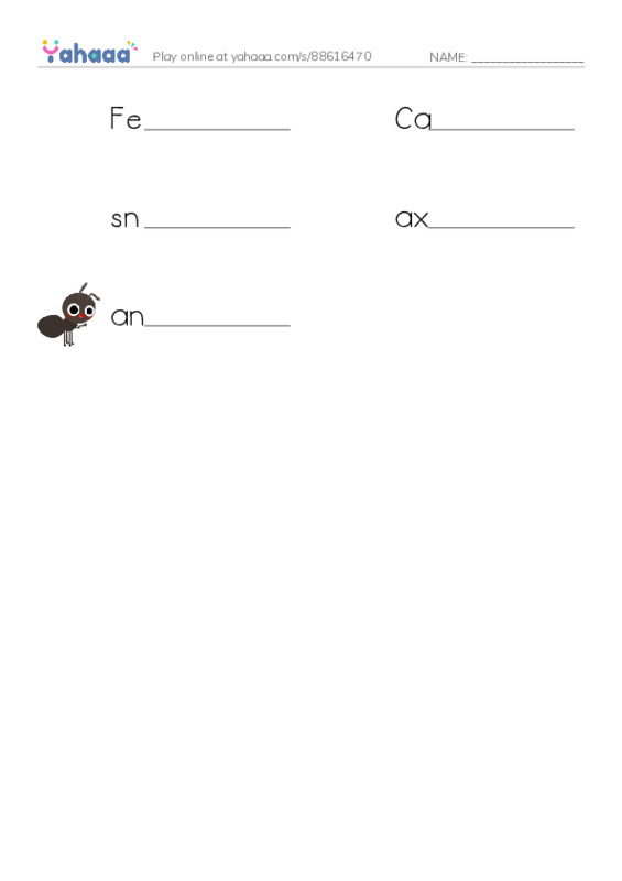 Write the word rows worksheet for English