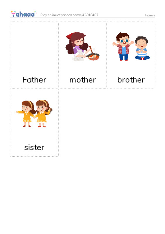 Picture flashcards worksheet for Family
