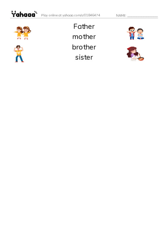 Match both sides worksheet for Family