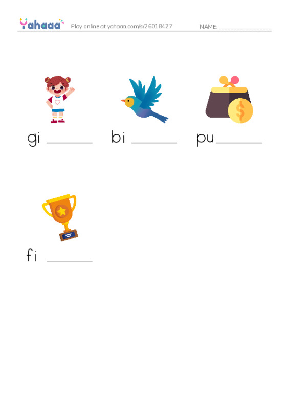 Finish the word worksheet for Class