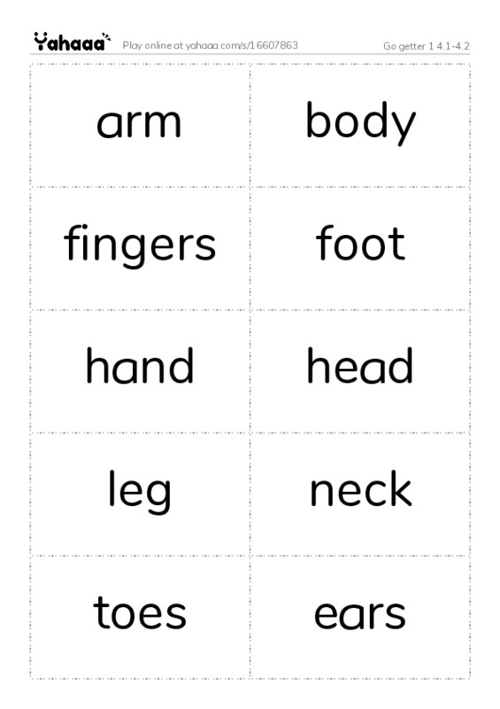 Word flashcards worksheet for Go getter 1 4.1-4.2