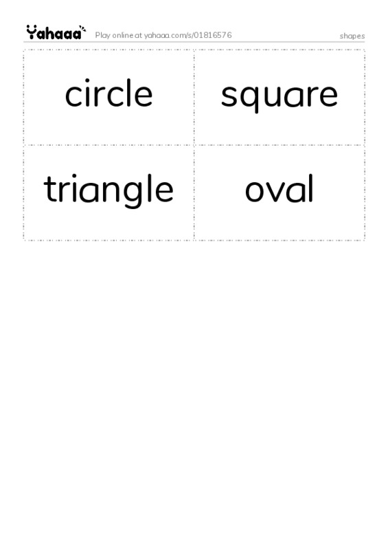Word flashcards worksheet for shapes