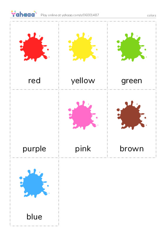 Picture flashcards worksheet for colors