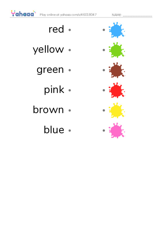 Draw a line to match worksheet for colors