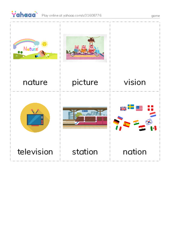 Picture flashcards worksheet for game