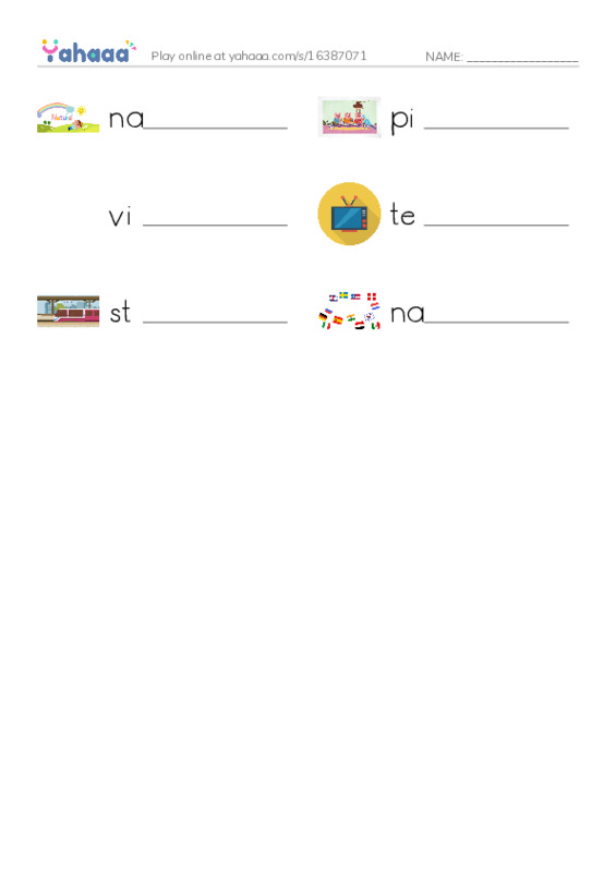 Write the word rows worksheet for game