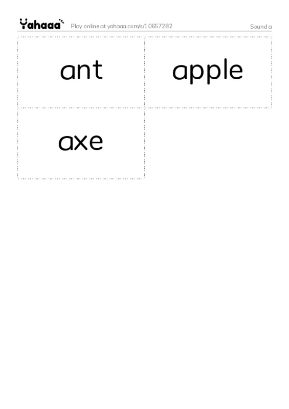 Word flashcards worksheet for Sound a