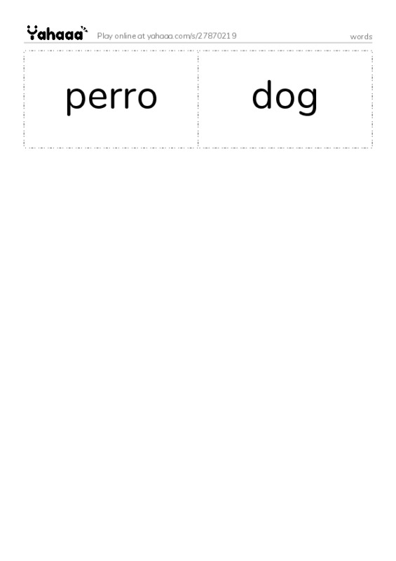 Word flashcards worksheet for words