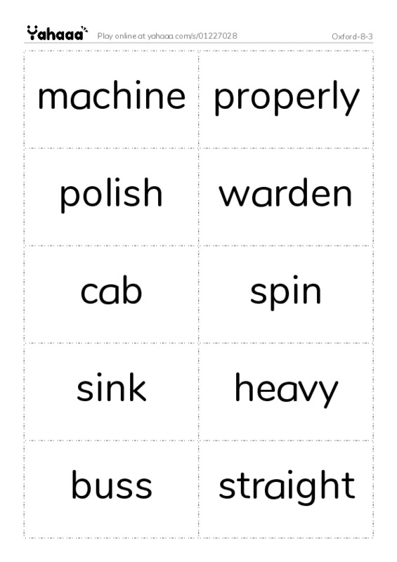 Word flashcards worksheet for Oxford-8-3
