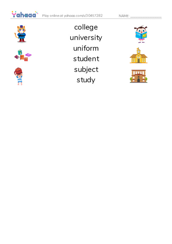 Match both sides worksheet for 剑三（秋上）U6