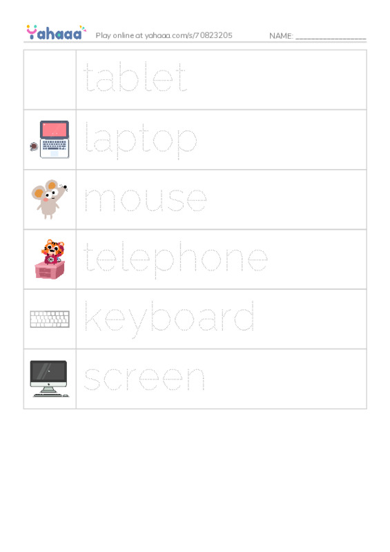 Picture and word rows worksheet for 剑三（秋上）U5