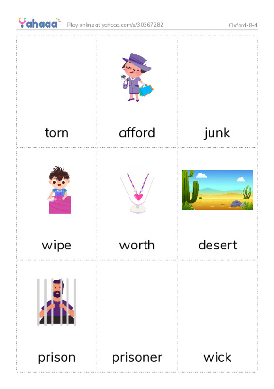 Picture flashcards worksheet for Oxford-8-4