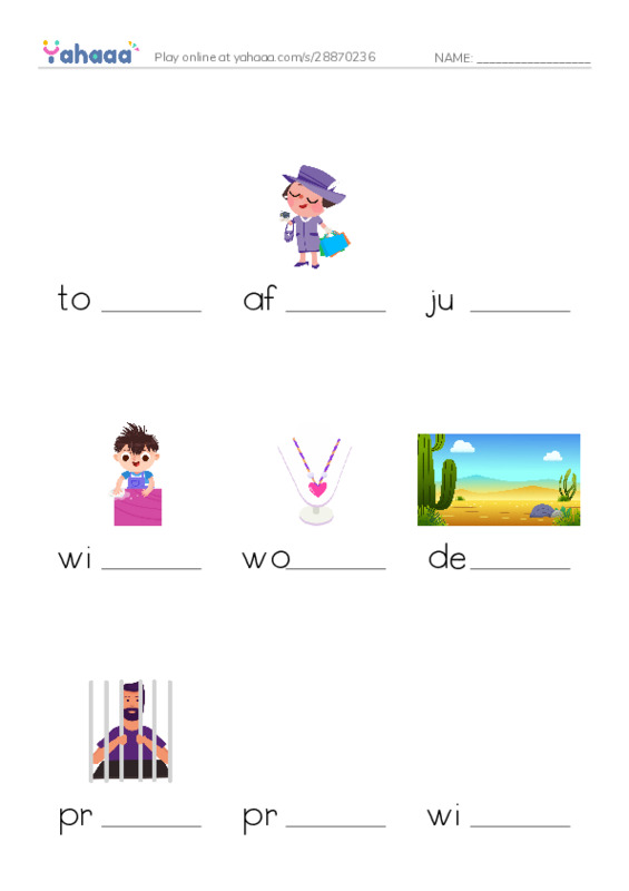 Finish the word worksheet for Oxford-8-4