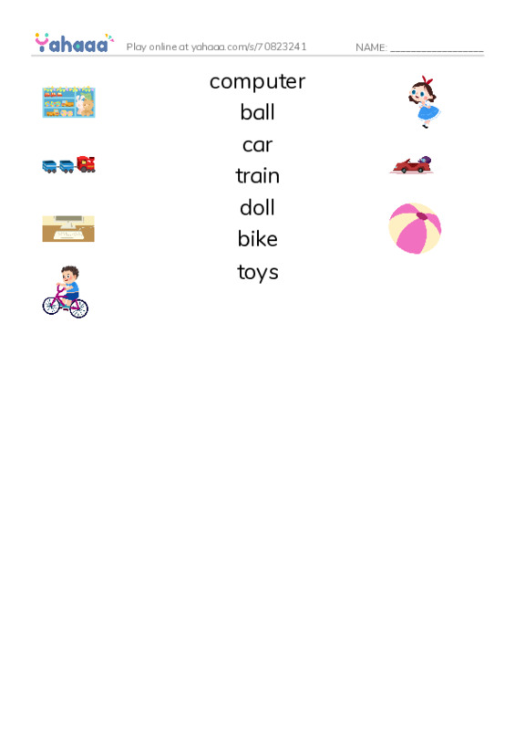 Match both sides worksheet for Kid's Box 1 Unit 3