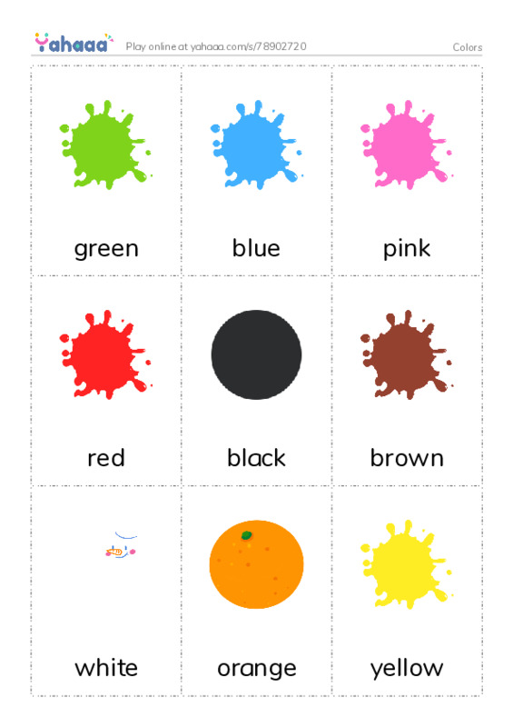 Picture flashcards worksheet for Colors