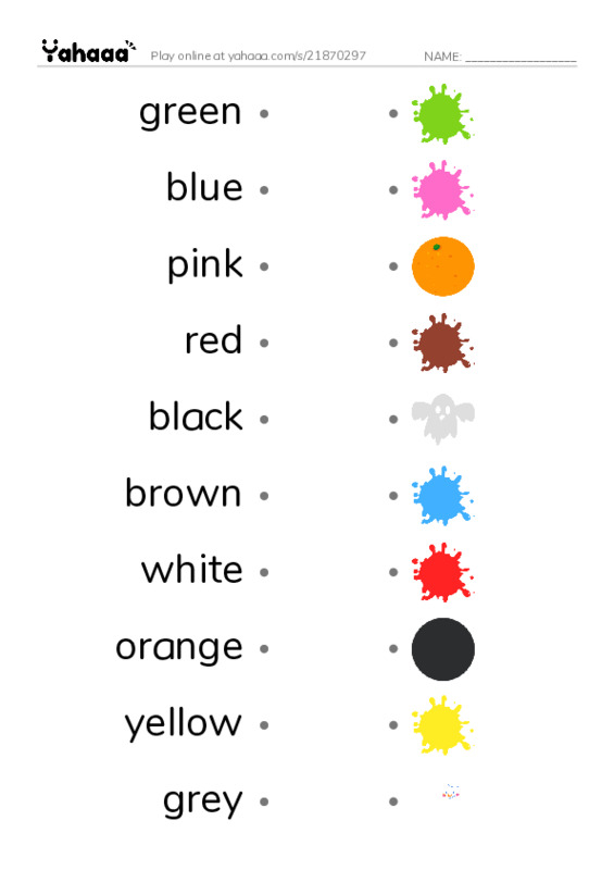 Draw a line to match worksheet for Colors