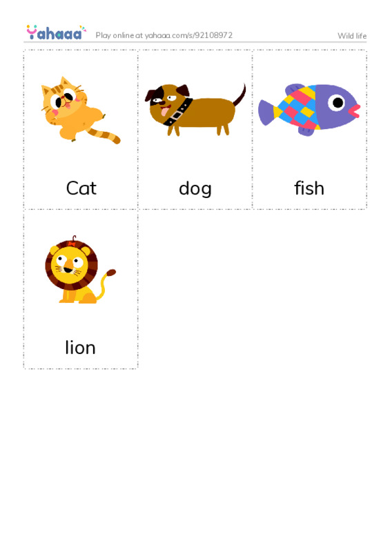 Picture flashcards worksheet for Wild life