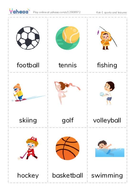 Picture flashcards worksheet for Ket-1 sports and leisures