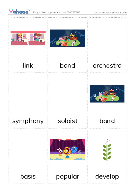 Picture flashcards worksheet for GEORGE GERSHWIN LIFE