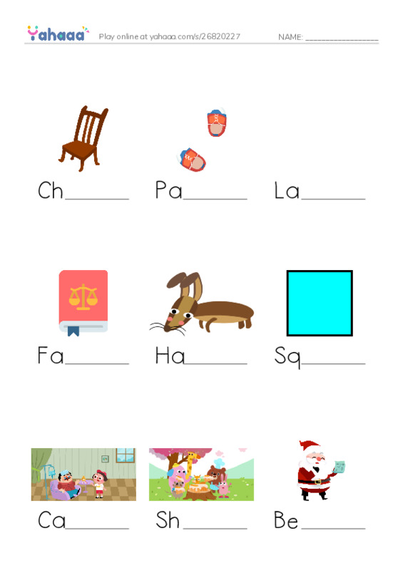 Finish the word worksheet for Dictation Practice