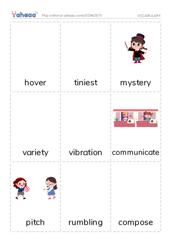 Picture flashcards worksheet for VOCABULARY