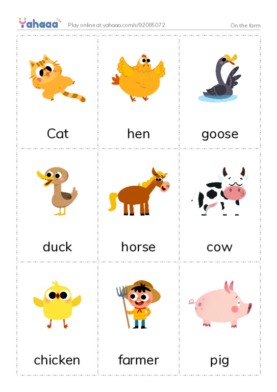 Picture flashcards worksheet for On the farm