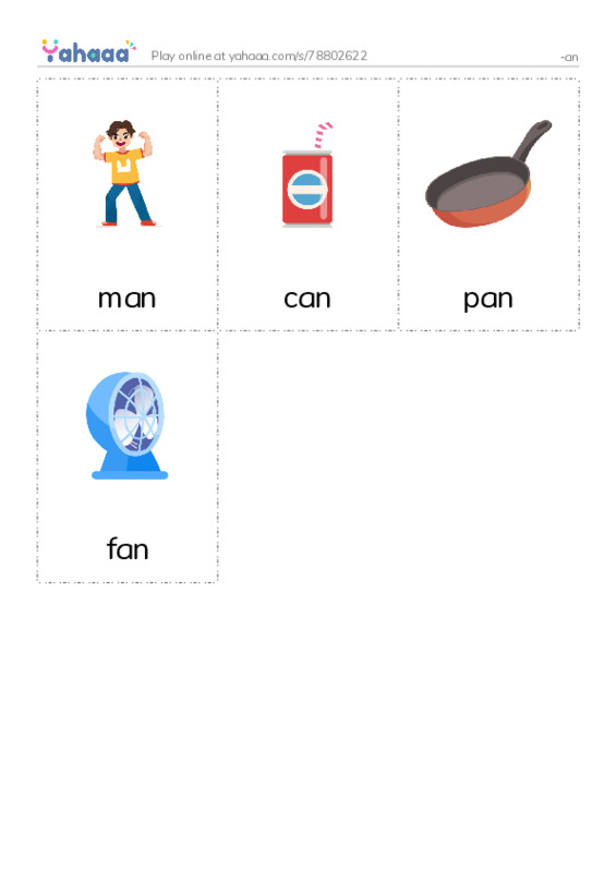 Picture flashcards worksheet for -an