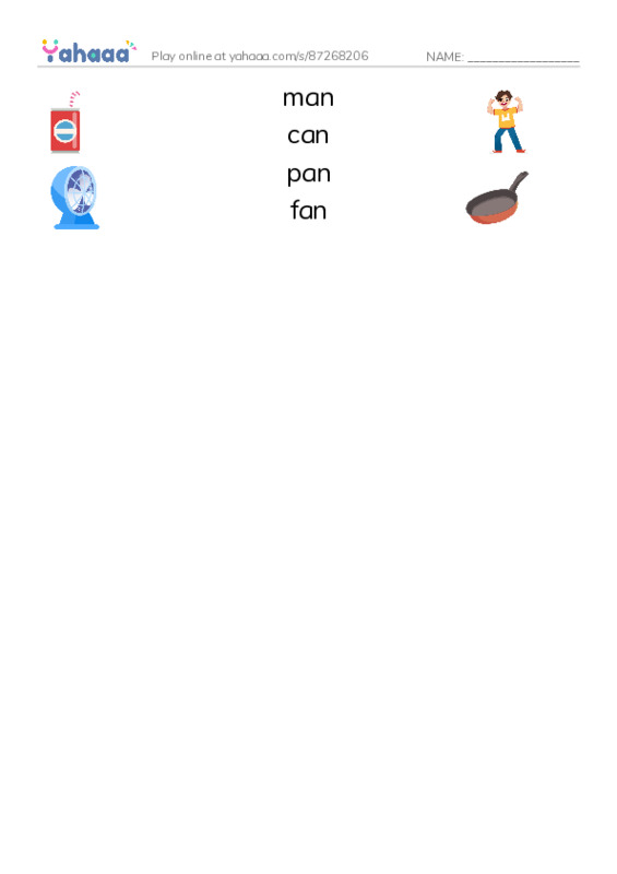 Match both sides worksheet for -an