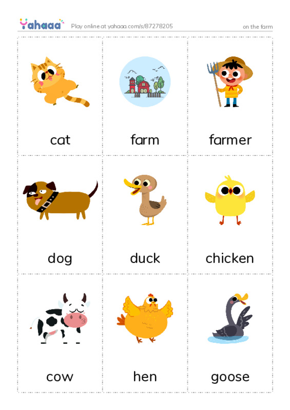Picture flashcards worksheet for on the farm