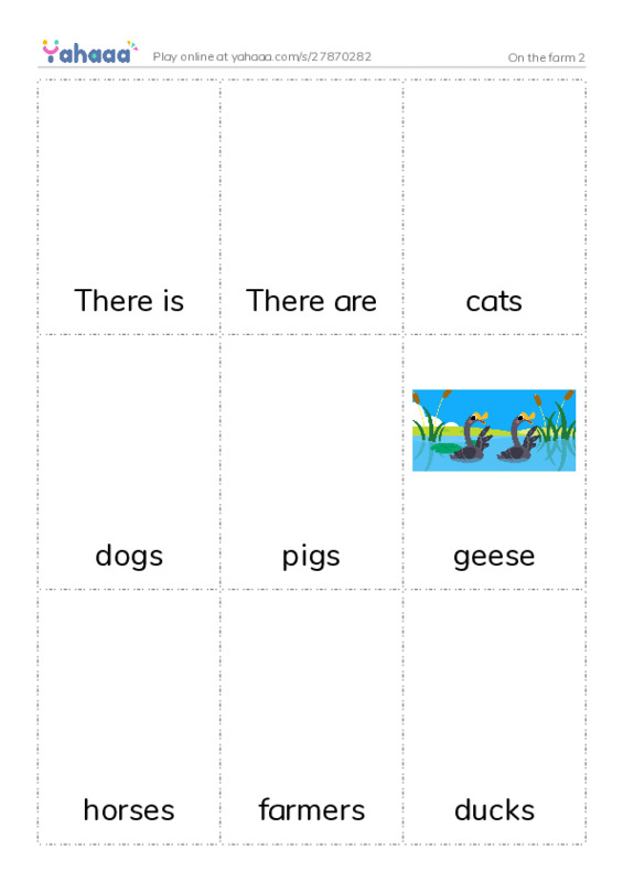 Picture flashcards worksheet for On the farm 2