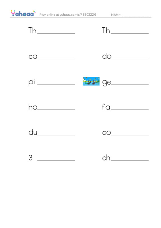 Write the word rows worksheet for On the farm 2