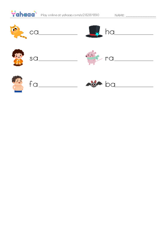 Write the word rows worksheet for -at