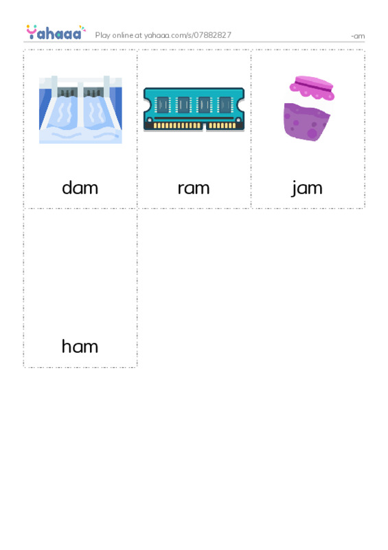 Picture flashcards worksheet for -am