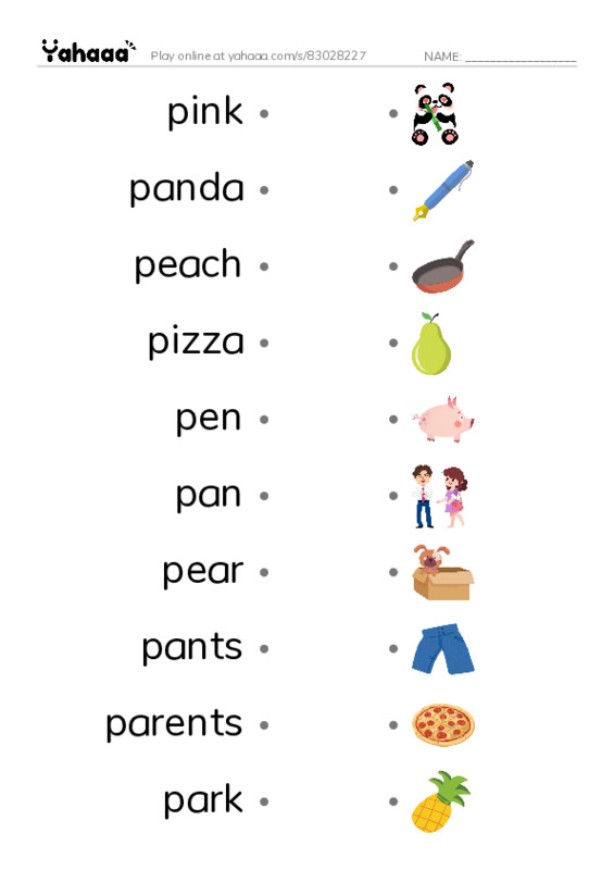 Draw a line to match worksheet for Letter P