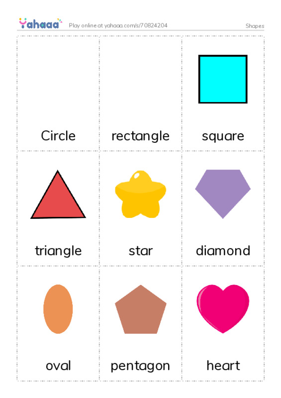 Picture flashcards worksheet for Shapes