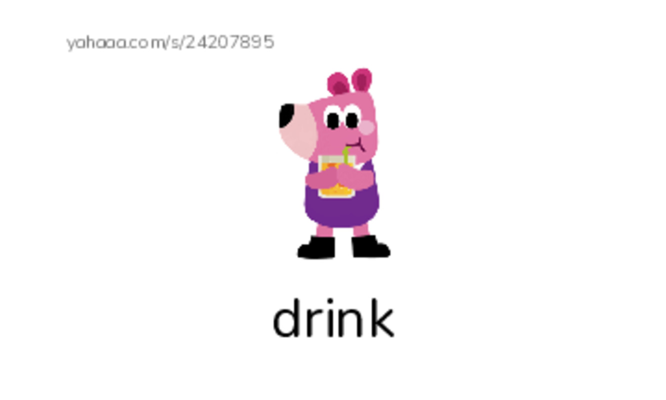 Index cards with pictures worksheet for drink, drop, eat and 8 more