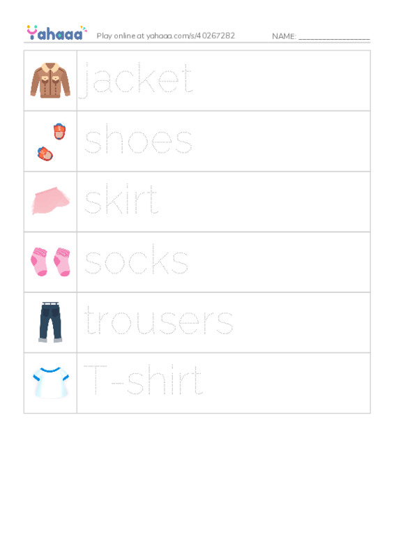 Picture and word rows worksheet for Kid's Box 1 Unit 8