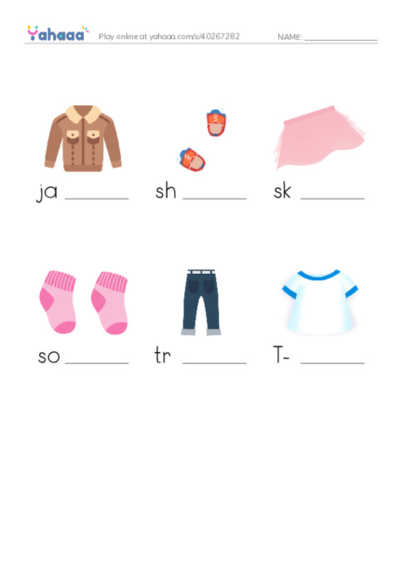Finish the word worksheet for Kid's Box 1 Unit 8