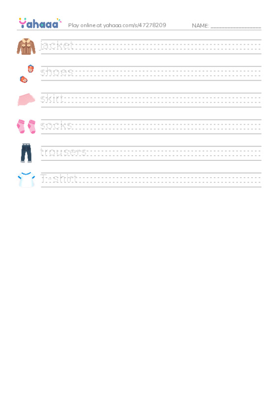 Handwriting lines worksheet for Kid's Box 1 Unit 8