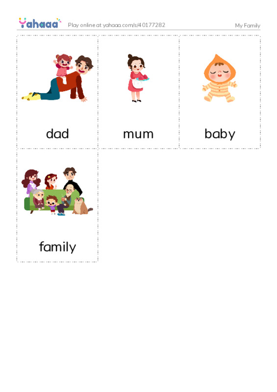 Picture flashcards worksheet for My Family