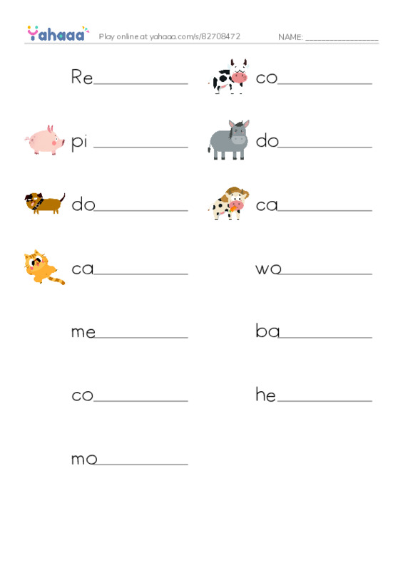 Write the word rows worksheet for Who said moo?
