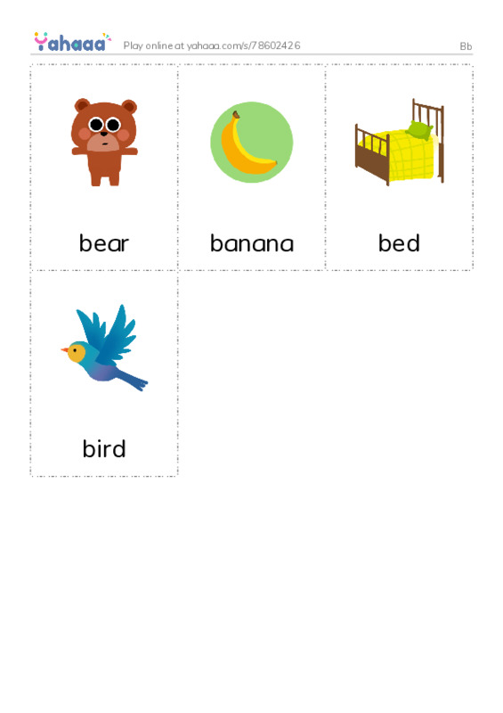 Picture flashcards worksheet for Bb