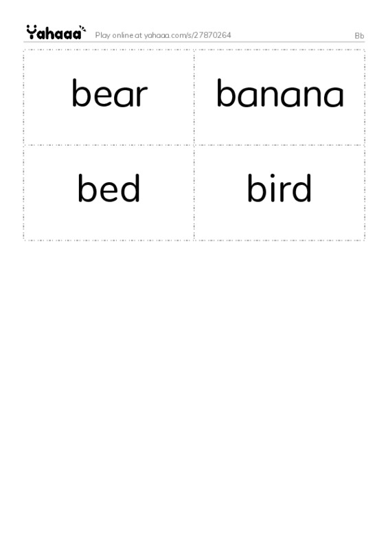 Word flashcards worksheet for Bb