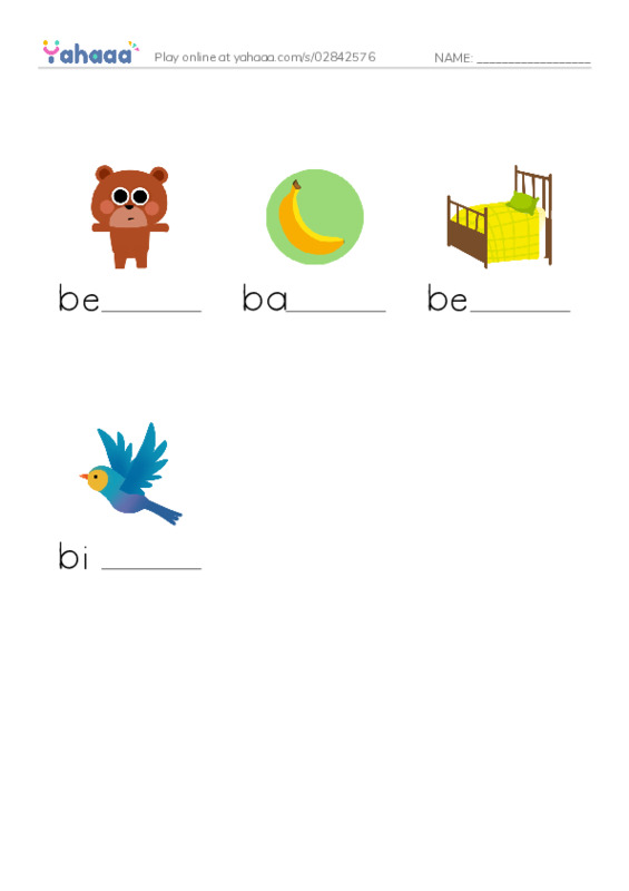 Finish the word worksheet for Bb
