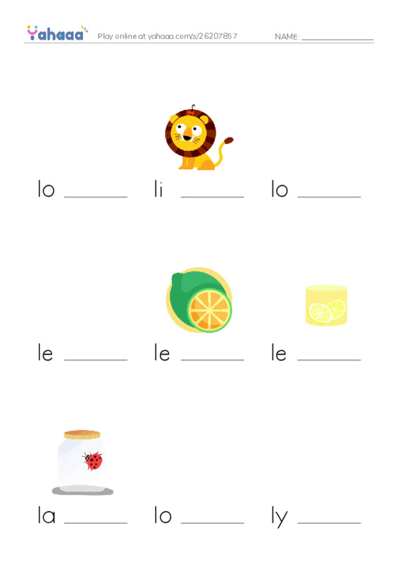 Finish the word worksheet for Ll