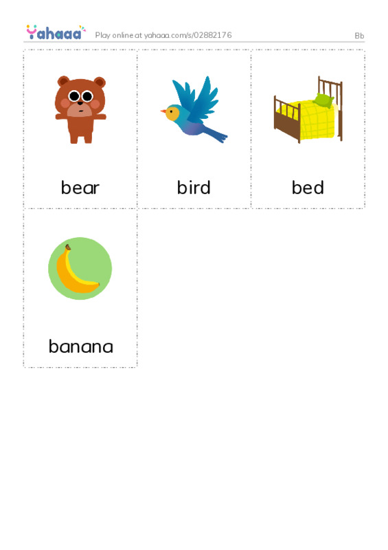 Picture flashcards worksheet for Bb
