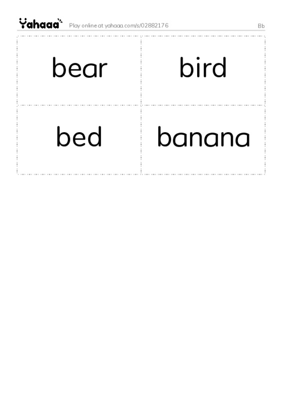Word flashcards worksheet for Bb
