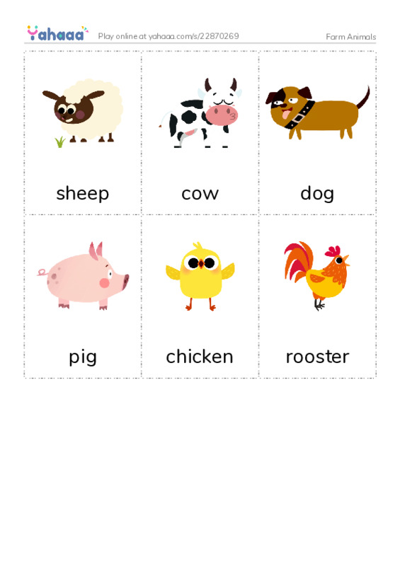 Picture flashcards worksheet for Farm Animals